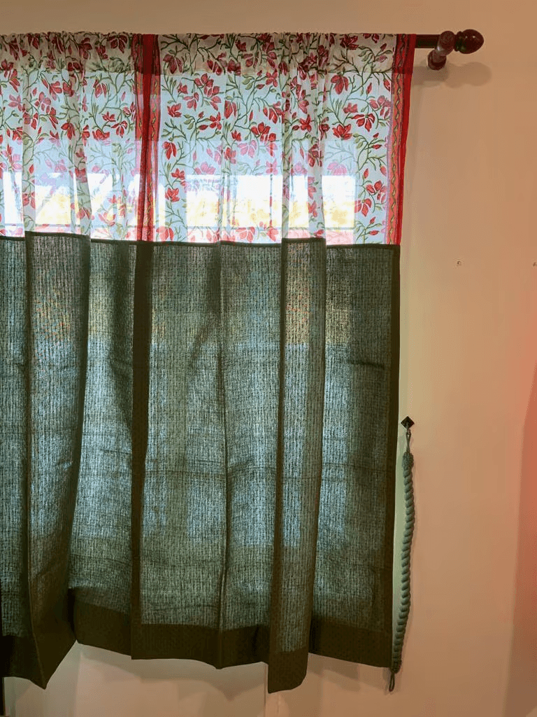 Dark Green and White Elegant Curtains